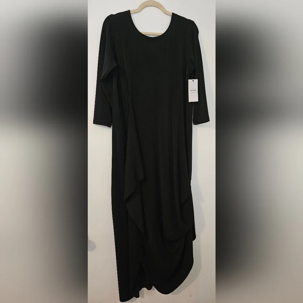 Sympli Black REVERSIBLE Drama Dress, Lagenlook. - Picture 5 of 10